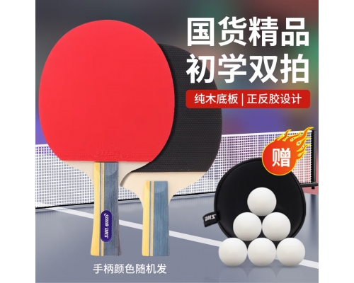 红双喜SH横直对拍01初学者训练比赛乒乓球拍横直套装+乒乓球