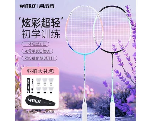 WITESS羽毛球拍对拍碳素纤维耐打超轻4U成人学生（送6球1拍包1护框贴）